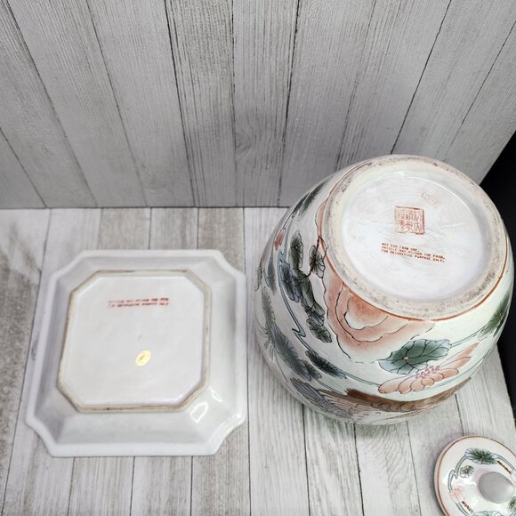 Vintage Chinese Dynasty by Heygill HFP Jar & Plate Painted Decorative Macau - Picture 7 of 12